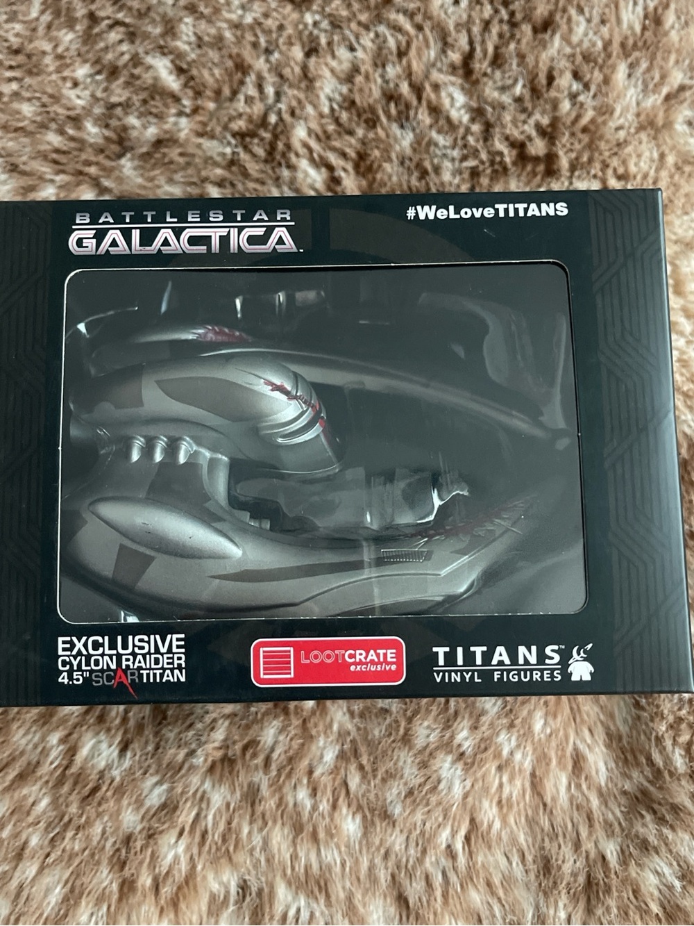 Titan Battlestar Galactica Cylon Raider Vinyl Box – Black, Silver & Red Accents